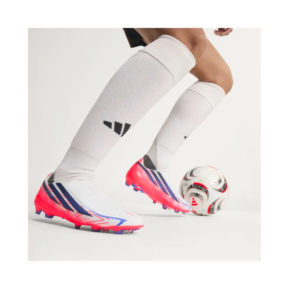adidas F50 Hyperfast League Laceless Firm Ground Football Boots “Cloud White / Solar Purple / Solar Turbo” (KJ3415)