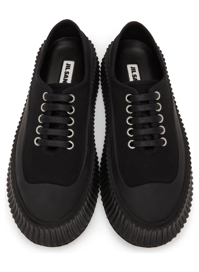 Jil Sander Black Canvas Platform Sneakers (JS36072A_15100) (5)