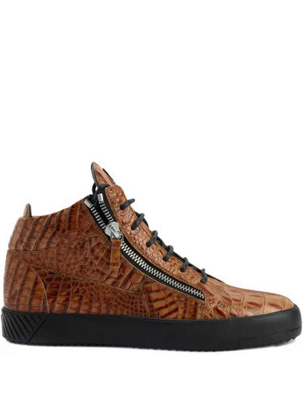 Giuseppe Zanotti Kriss sneakers with krokodillen-reliëf and rits – Brown (RU50030H03)