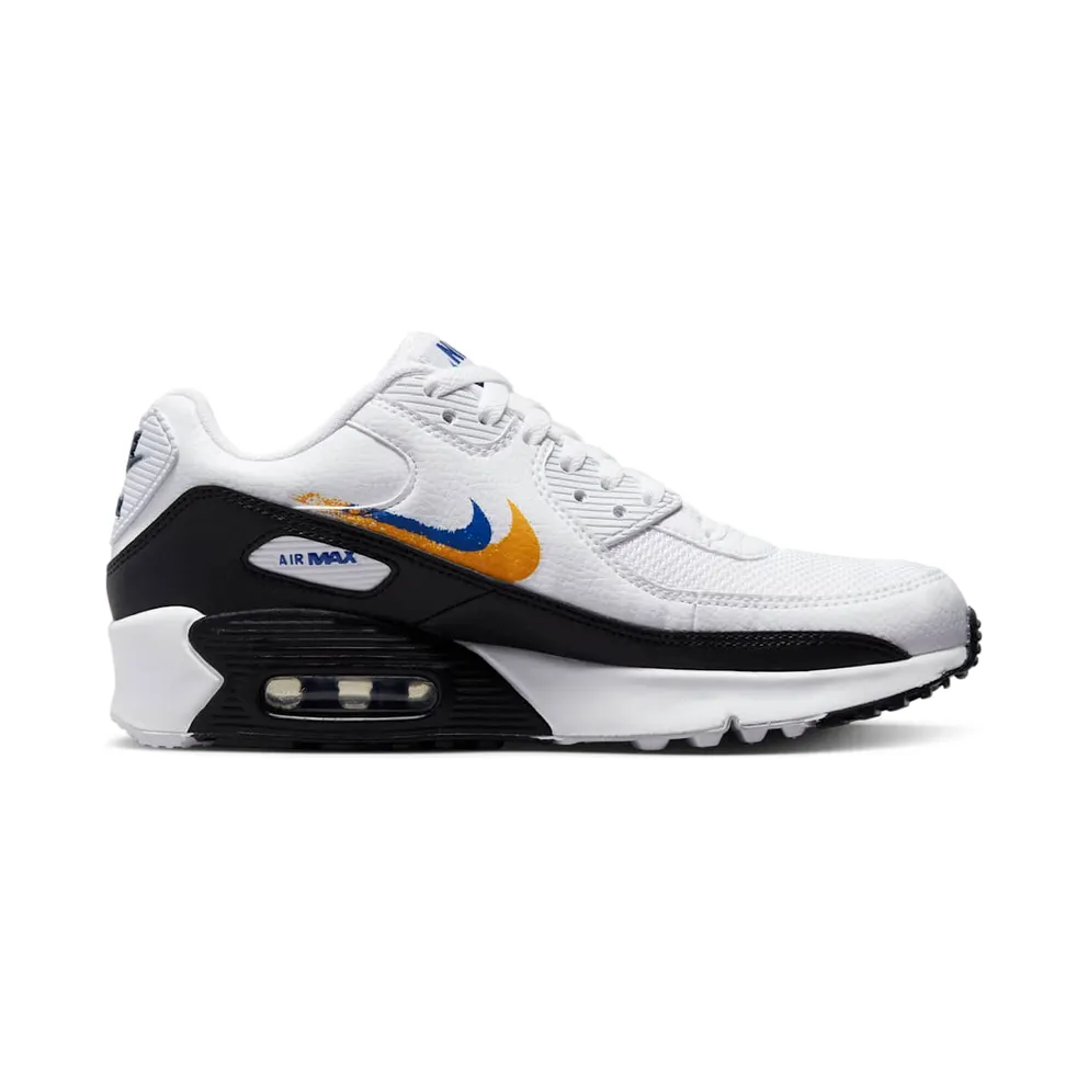 Nike Air Max 90 GS “Double Swoosh White Black Gold Royal” (FJ4592-100)