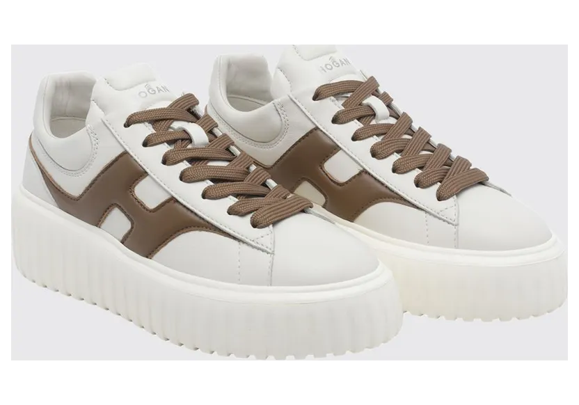 Hogan H-Stripes Smooth Leather Platform Trainers White 1 (HXW6450FE91LE902RK)