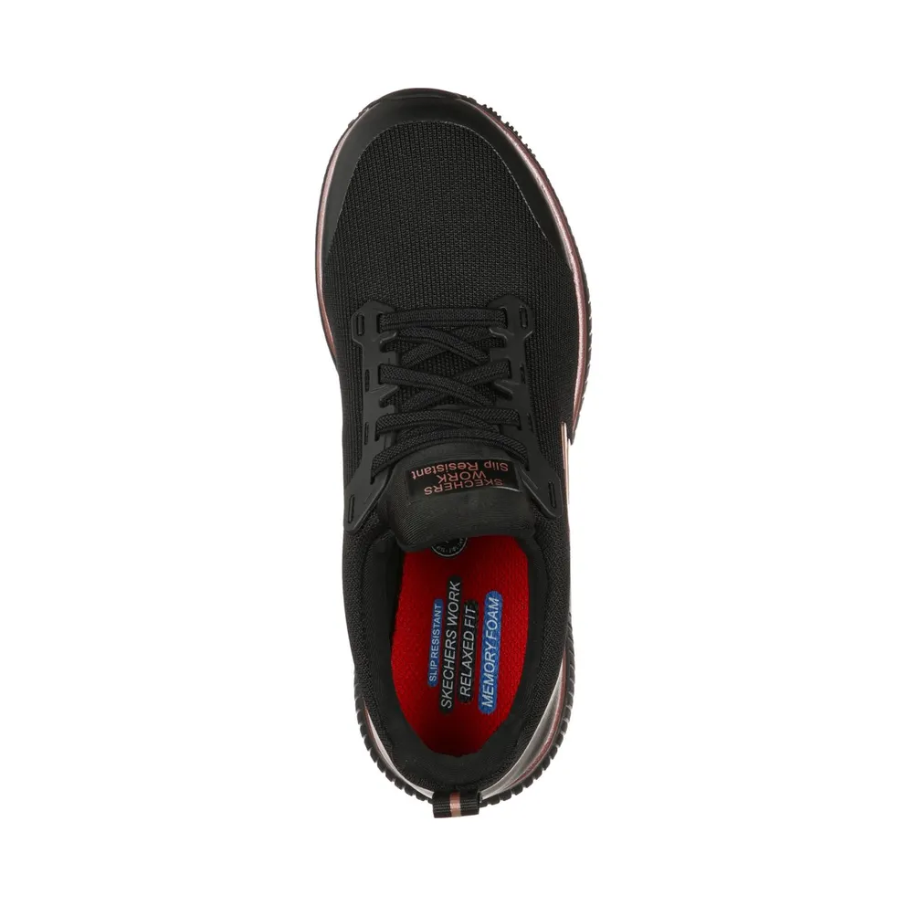 Skechers Work Slip-Resistant: Squad Sneaker Black/Roos Gold