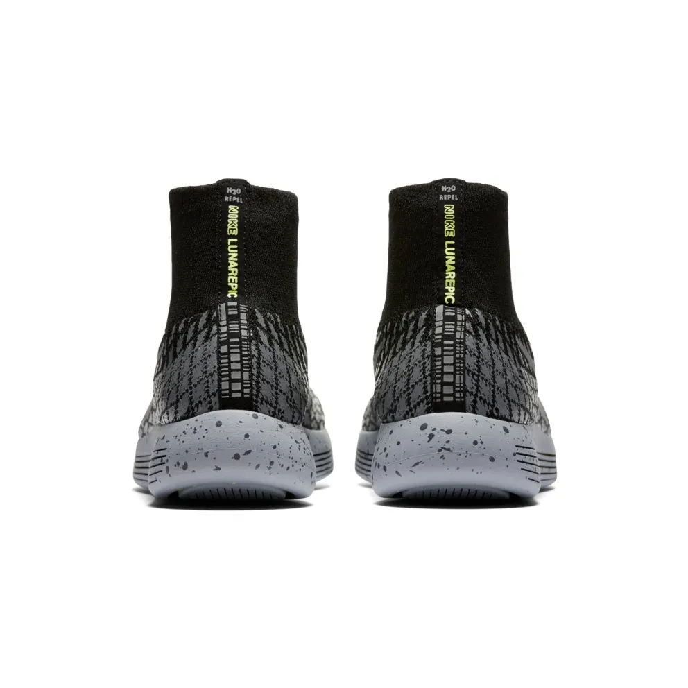 Nike Lunarepic Flyknit Shield Black Silver Volt (W) Black/Metallic Silver-Dark Grey-Stealth (849665-001)