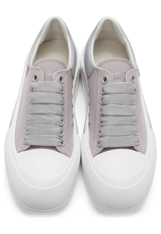 Alexander McQueen Grey & White Deck Plimsoll Sneakers (654594W4MVH) (5)