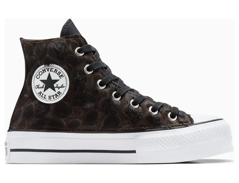 Converse Chuck Taylor All Star Lift Platform Animal Print Black Metal Fur