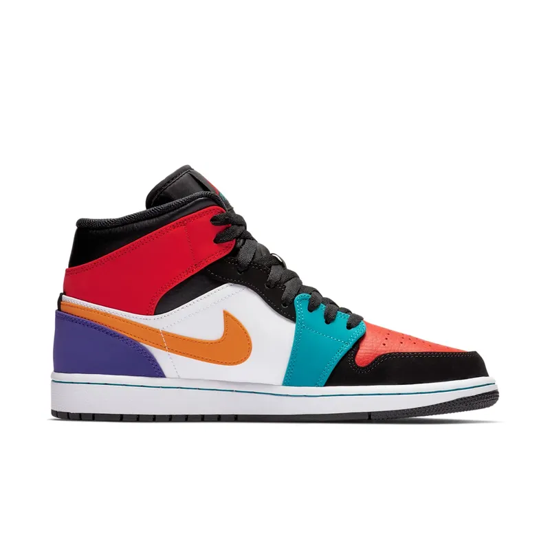 Jordan 1 Mid Bred Multi-Color White/University Red-Black-Turbo Green (554724-125)