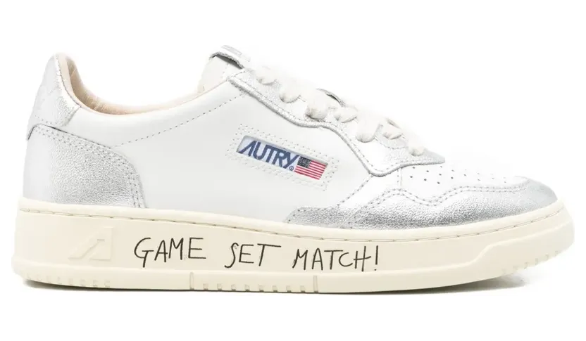 Autry Medalist leren met metallic vlak “White” (AULWBH05)