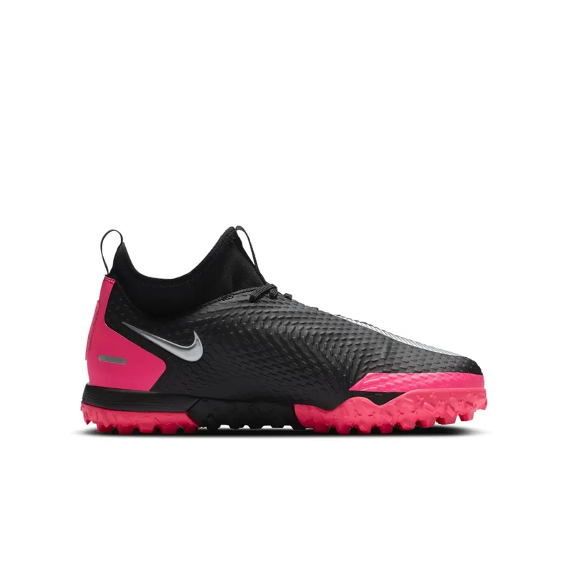 Nike Phantom GT Academy DF TF Black Pink Blast (Kids) Black/Pink Blast-Metallic Silver (CW6695-006)