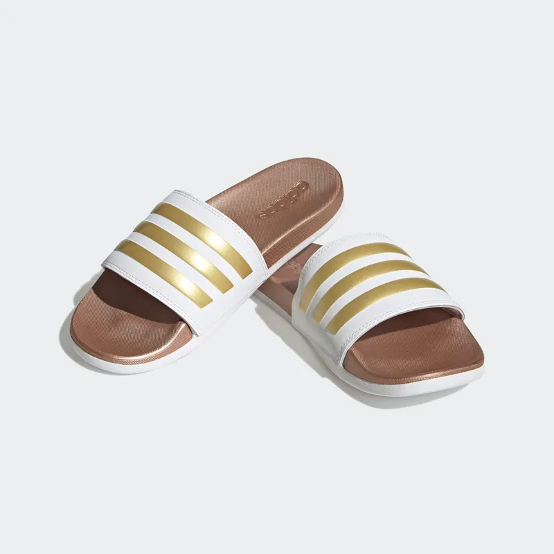 Adidas Adilette Comfort Slides Cloud White / Cloud White / Matte Gold (H03618)