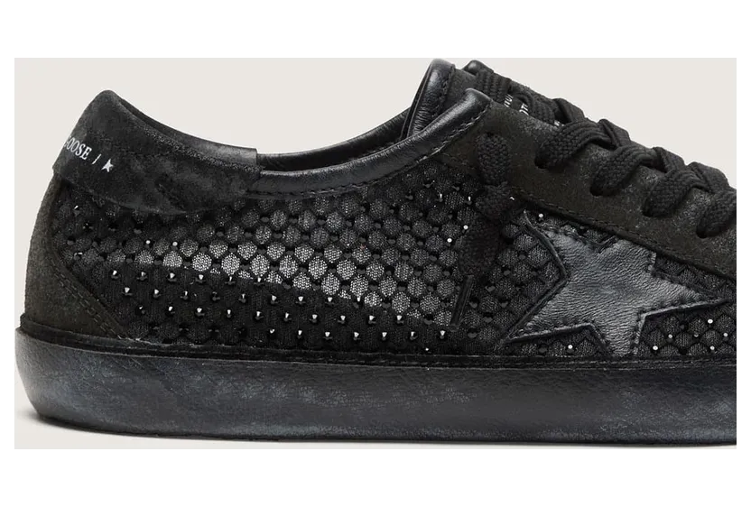 Golden Goose Women’S Super-Star Ltd In Perforated Black Suede With Black Star And Crystals (GWF01088.F008590.90100) (4)
