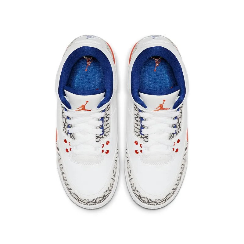 Jordan 3 Retro Knicks (GS) White/Old Royal-University Orange-Tech Grey (398614-148)