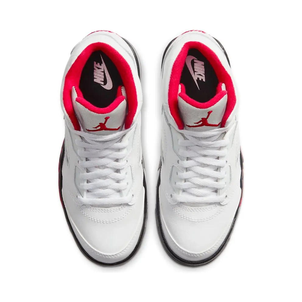 Jordan 5 Retro Fire Red Silver Tongue 2020 (PS) White/Black-Metallic Silver-Fire Red (440889-102)