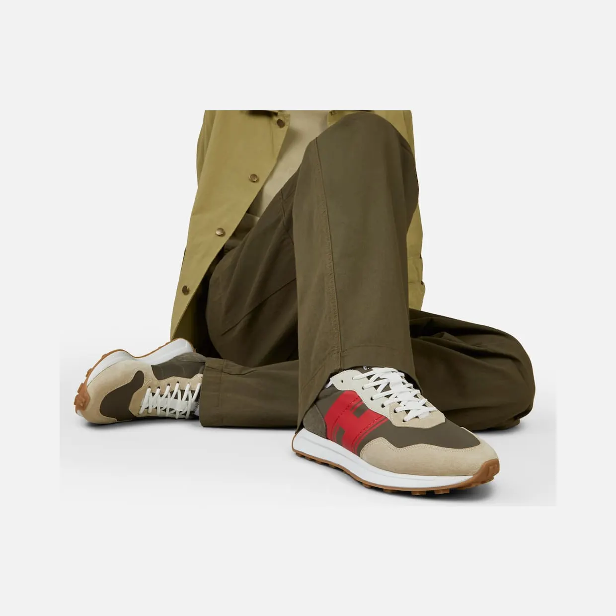 Sneakers Hogan H601 Red Brown Beige (HXM6010EG014B700ZB) (6)
