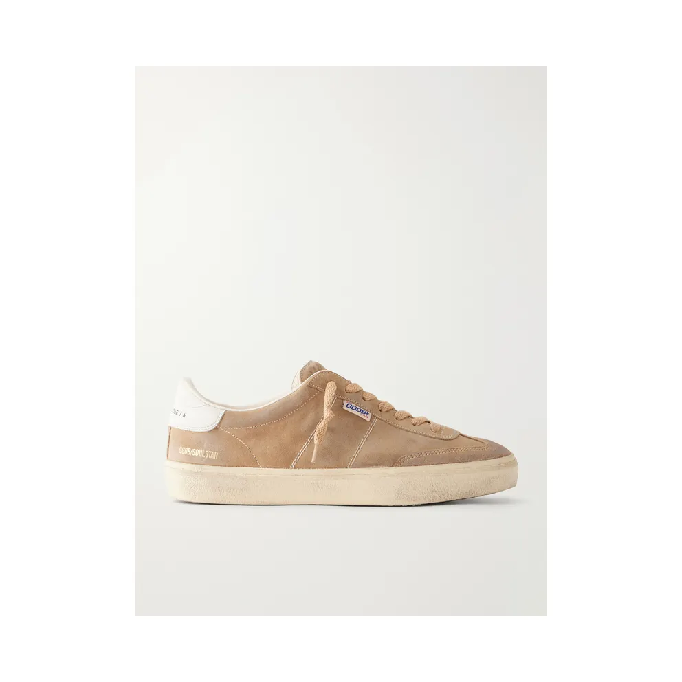 Golden Goose Soul Star Leather-Trimmed Suede Sneakers Tan (GMF00464.F008347)