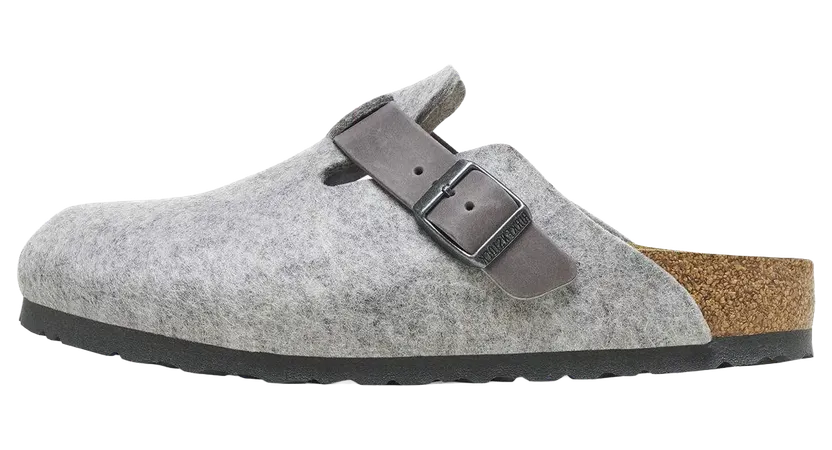Birkenstock Boston Natural Leather-Felt “Light Grey – Narrow FIt” (1026163)
