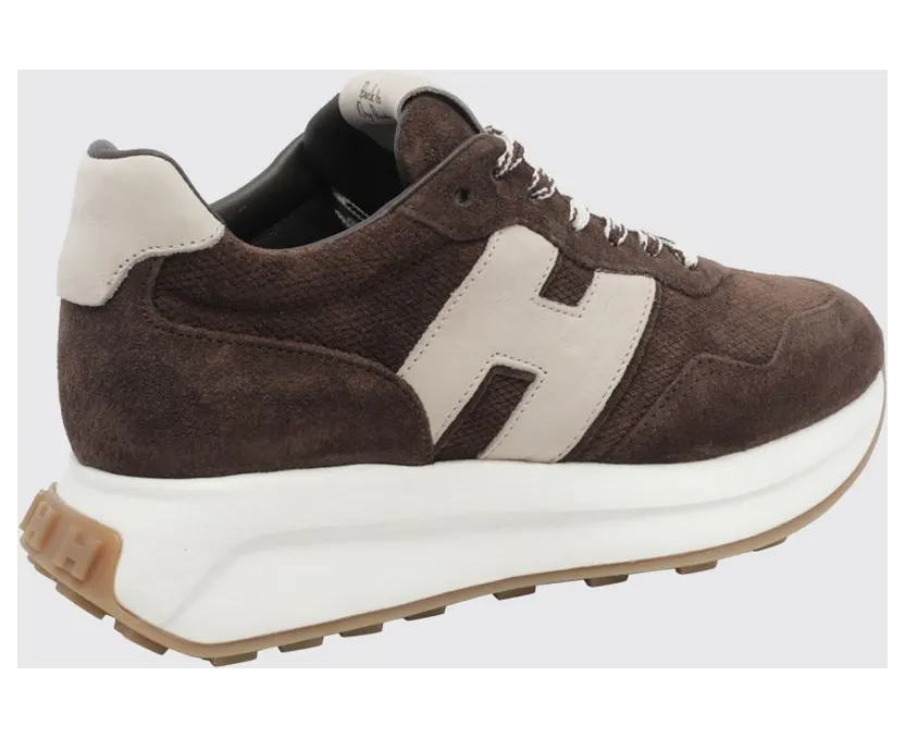 Hogan H641 Sneakers in Calfskin and Suede with Notched Chunky Sole Brown (HXW6410EH41VFX0R1L) (2)