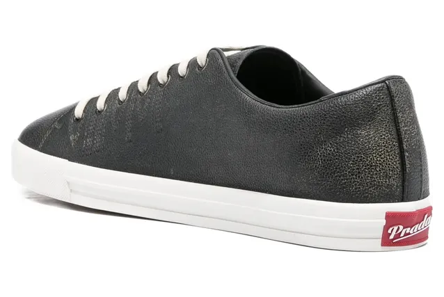 Prada Aged-effect Lace-up Low-top “Black” (2EE448 F G001 3LRE F0632) (2)
