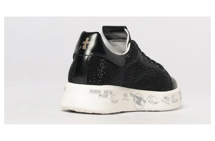Premiata Belle Leather Sneakers with Rhinestones Black (BELLE7813) (2)