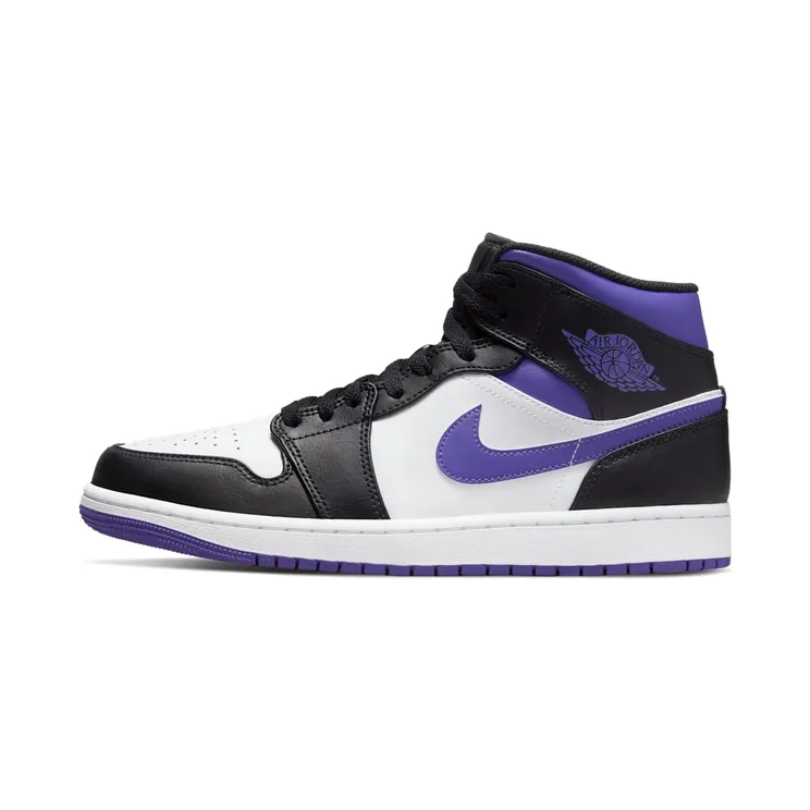 Jordan 1 Mid White Black Purple “Black / White / Dark Iris” (554724-095)