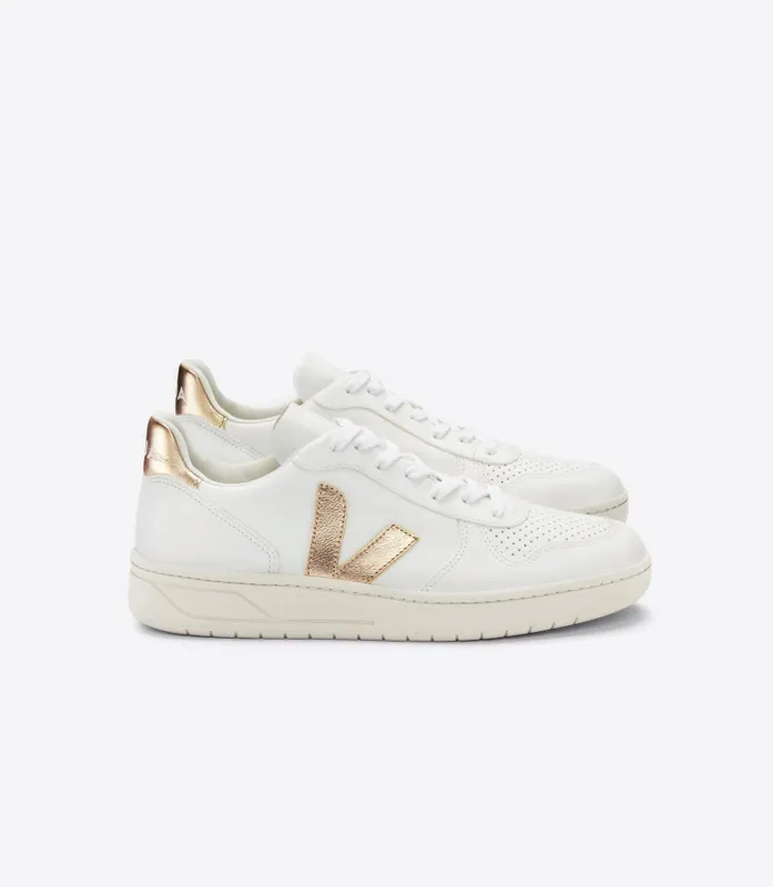 VEJA V10 metallic leren – White (VX0502935)