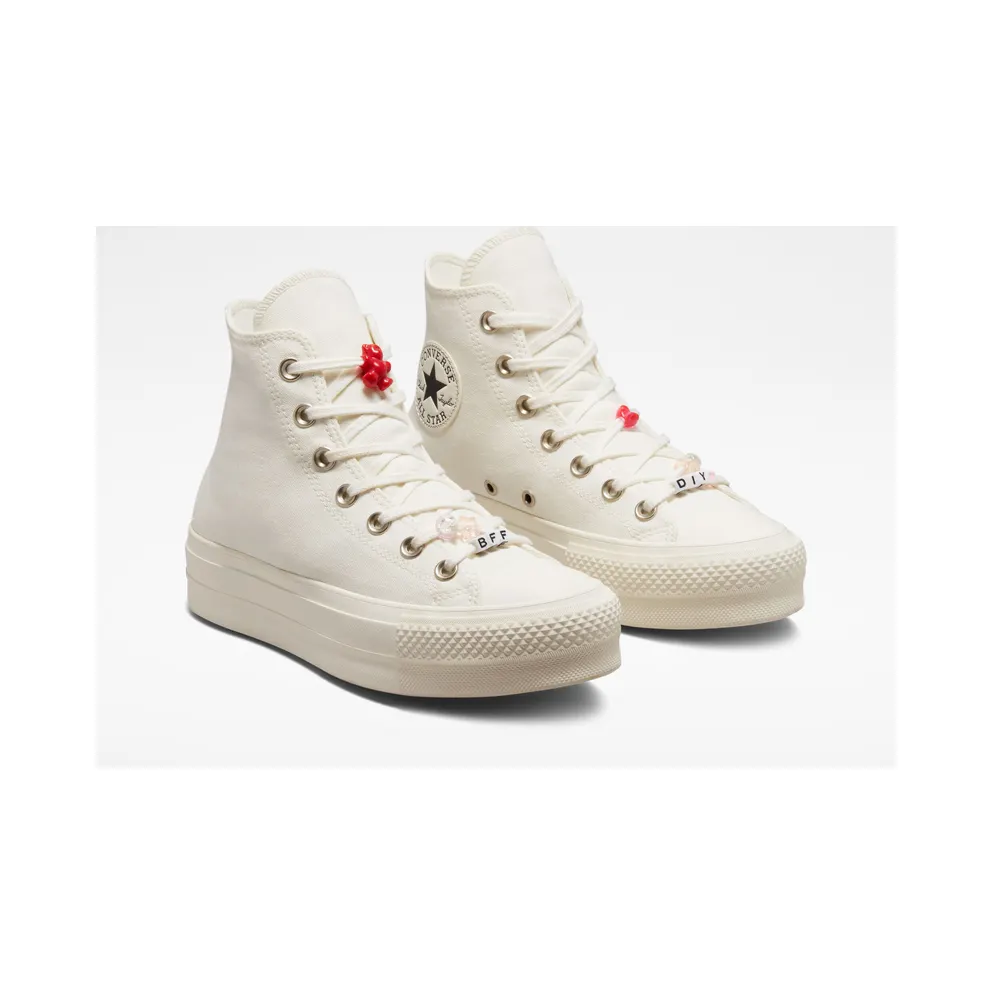 Converse Chuck Taylor All Star Lift Platform DIY Beads Egret/egret/black