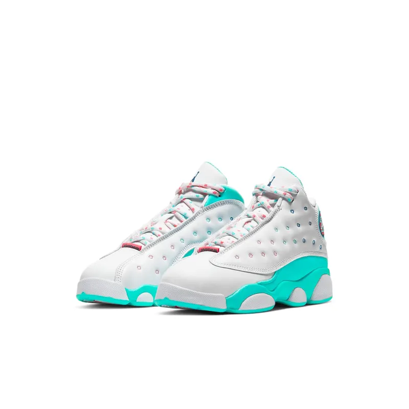 Jordan 13 Retro White Soar Green Pink (PS) White/Soar-Green-Pink (439669-100)