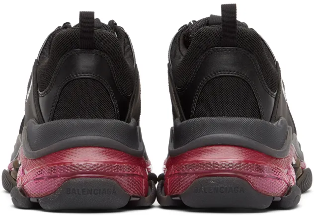 Balenciaga Black & Pink Triple S Sneakers (544351-W2FR1)