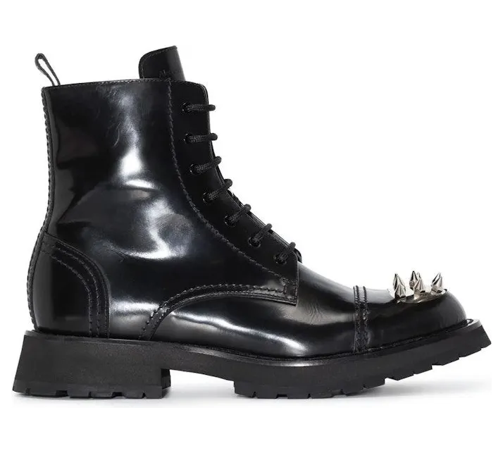 Alexander McQueen Punk Stud Boot Black (705080WIC631081)