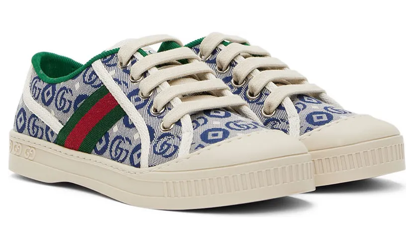 Gucci Kids Blue Web Tennis 1977 Sneakers (682230 U4G50) (4)