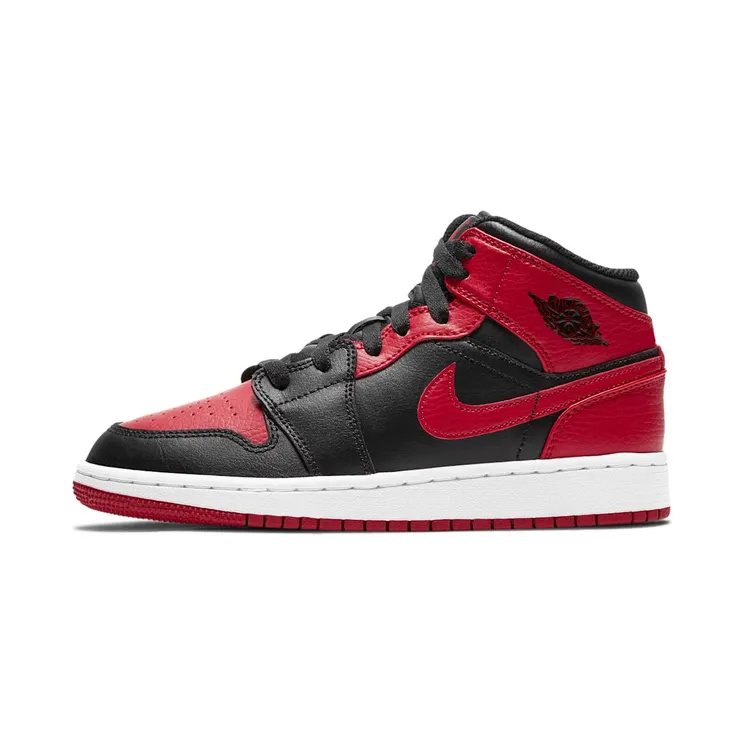 Air Jordan 1 Mid GS ‘Banned’ 2020 Black/University Red/Black/White (554725-074)
