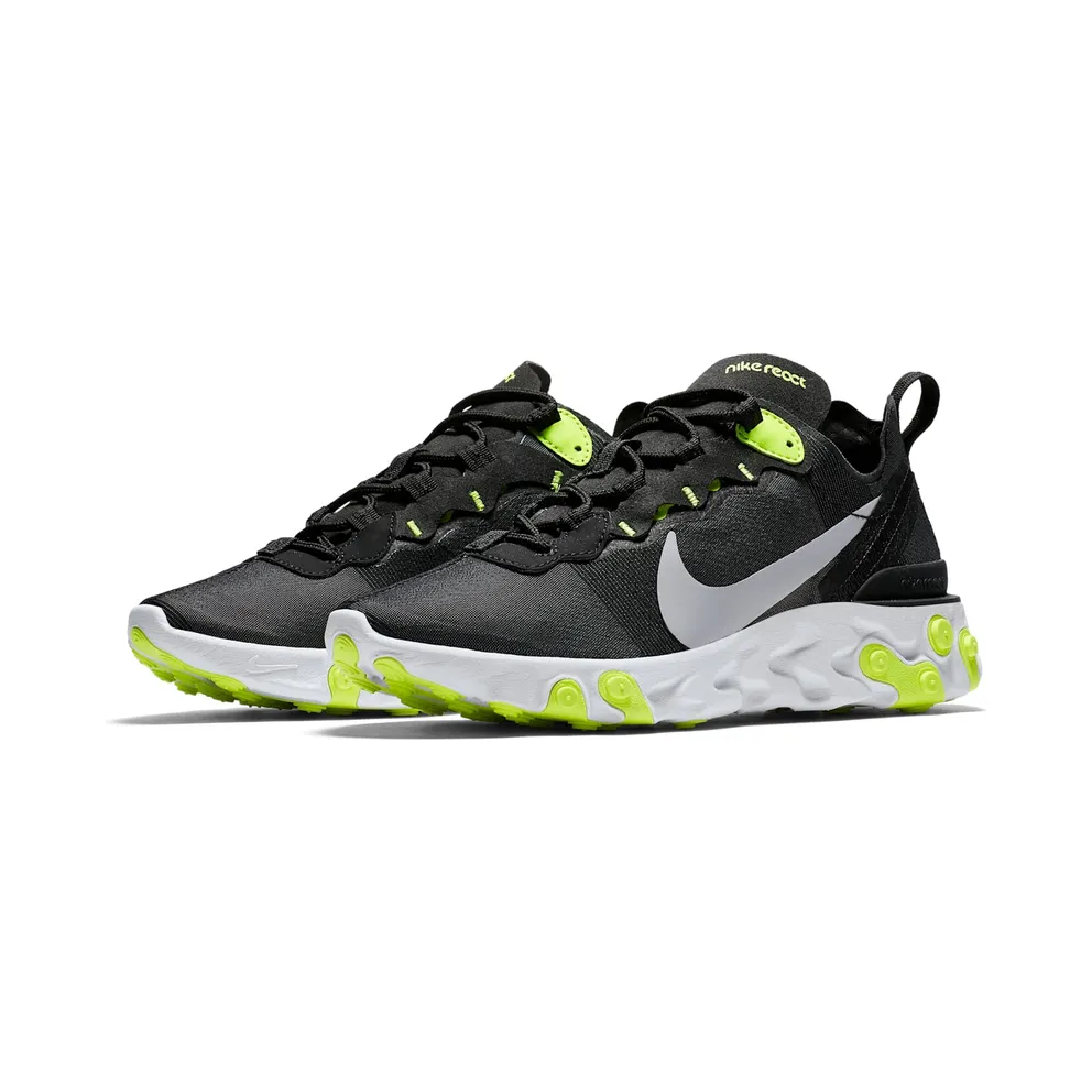 Nike React Element 55 Black Volt Cool Grey (W) Black/Wolf Grey-Volt-Cool Grey-White (BQ2728-001)