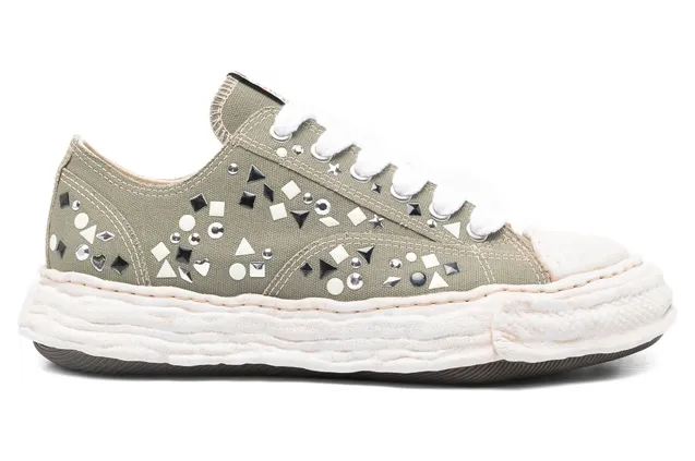 Maison Mihara Yasuhiro Peterson 23 OG Sole Embellished Canvas Low Green (A16FW724-GREEN) (6)