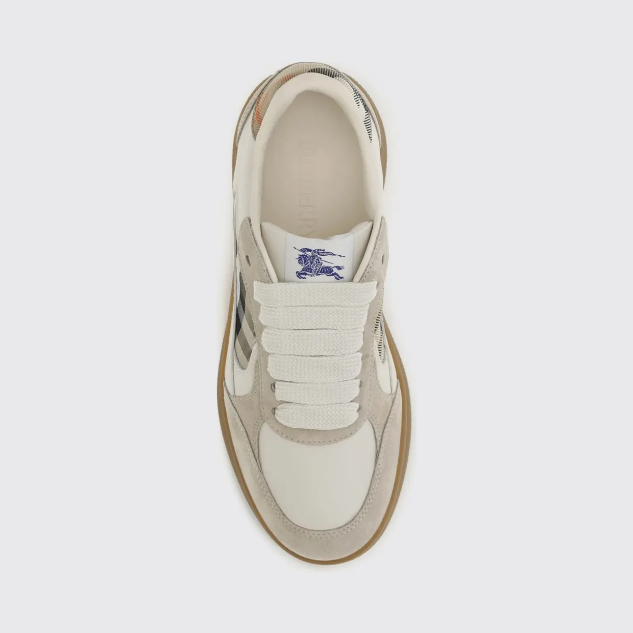 BURBERRY Terrace Leather and Suede Sneakers with Vintage Check Motif Beige (8127744) (3)
