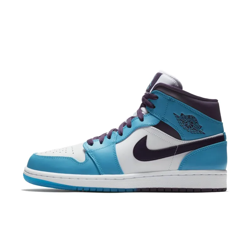 Jordan 1 Mid Hornets Blue Lagoon/Grand Purple-White (554724-415)