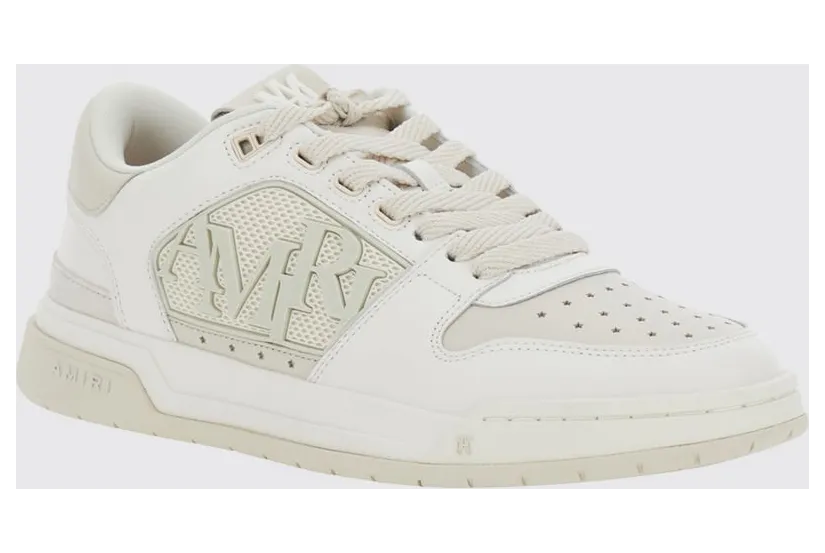 Amiri Ma Quad Calfskin Leather Low-Top Sneakers with Lettering Logo and Perforated Toe White (AMFOSR1101189)