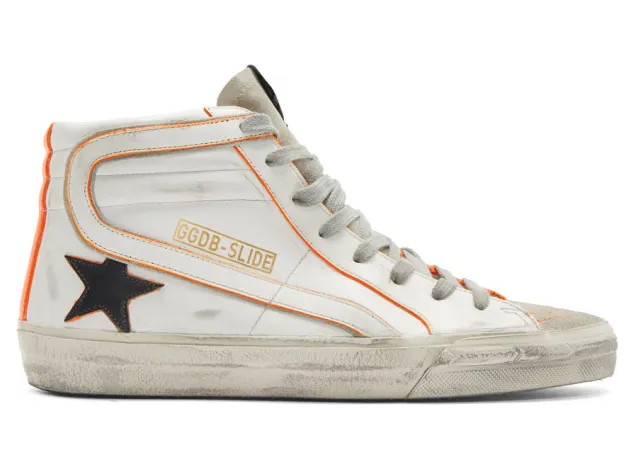 Golden Goose White and Orange Slide High-Top Sneakers (G36MS595.A86)