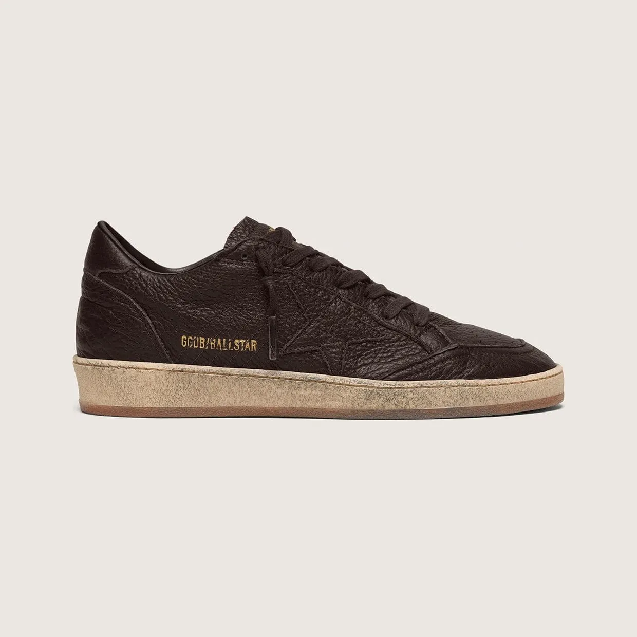 Golden Goose Ball Star In Dark Brown Leather With Tone-On-Tone Leather Star (GMF00117.F008888.55381)