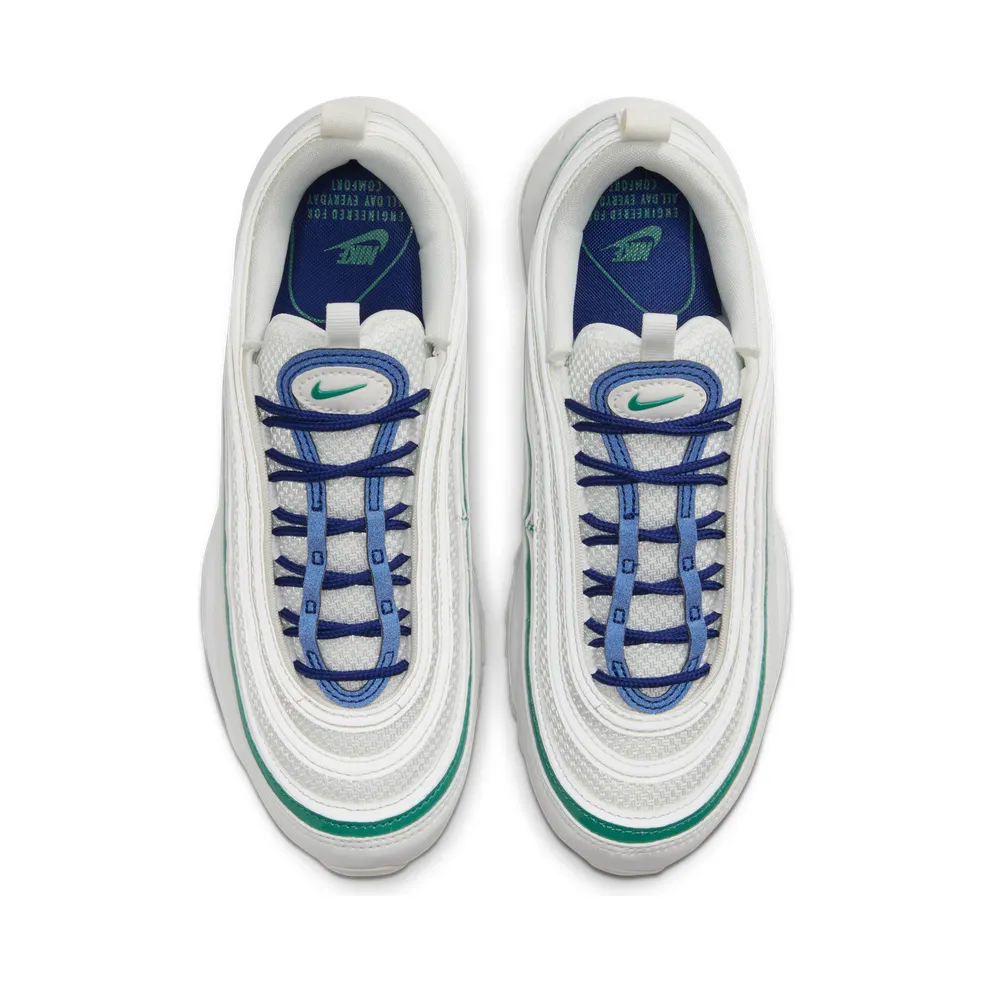 Nike Air Max 97 “Summit White / Deep Royal Blue / White / Neptune Green” (921733-107)