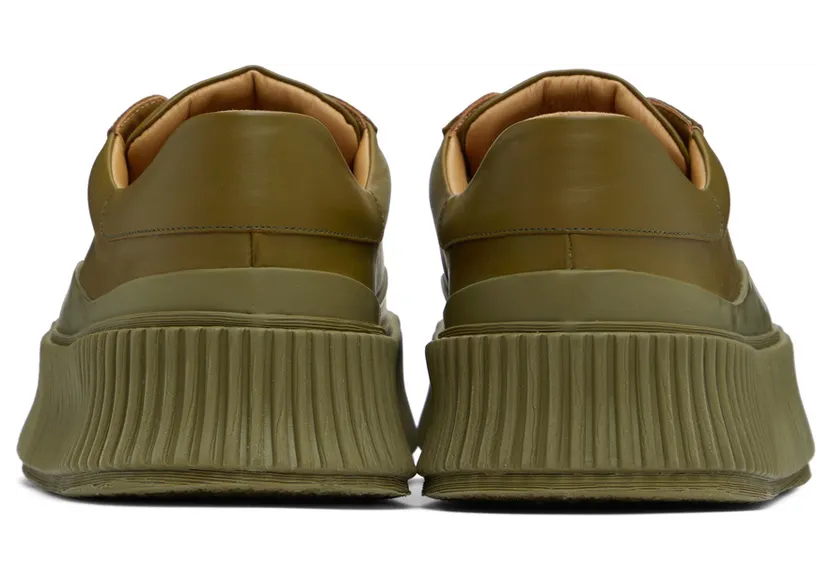 Jil Sander Khaki Agnellato Platform Sneakers (JS32108A_15211) (2)