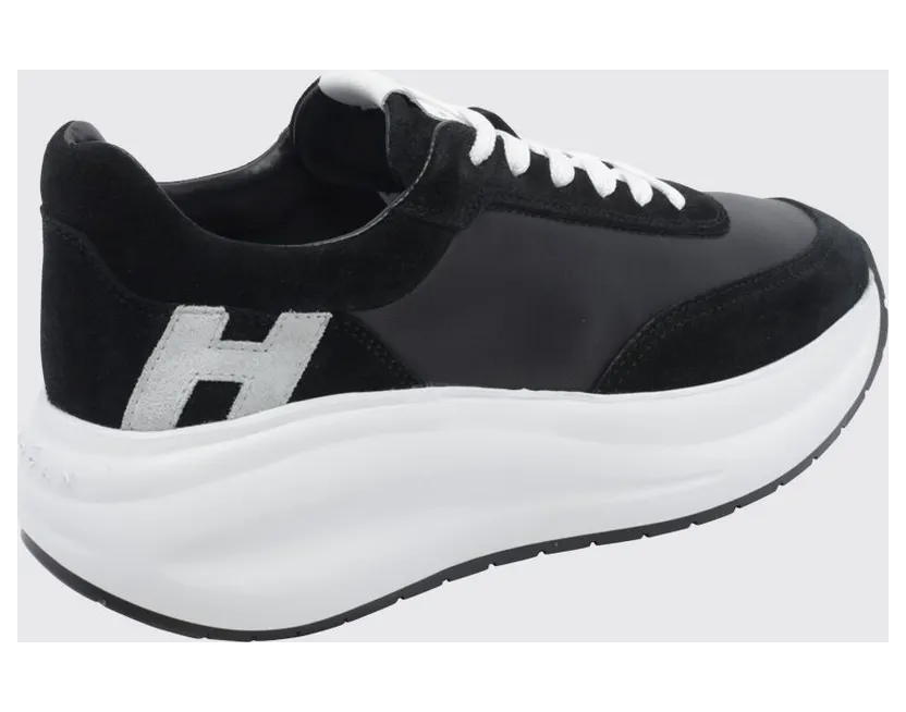 Hogan H696 Sneakers in Smooth Calfskin and Suede with Chunky Sole Black (HXW6960GG30UHC9999) (2)