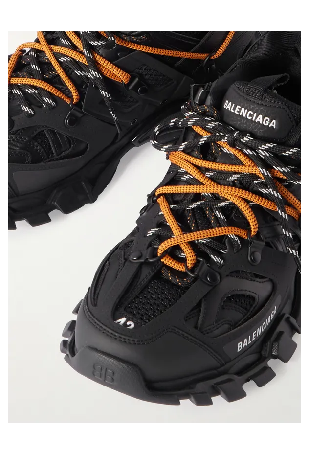 Balenciaga Track Trail Logo-Print TPU and Shell Sneakers Black (800592WTRHK) (5)