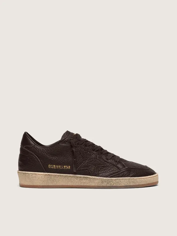 Golden Goose Ball Star In Dark Brown Leather With Tone-On-Tone Leather Star (GMF00117.F008888.55381)