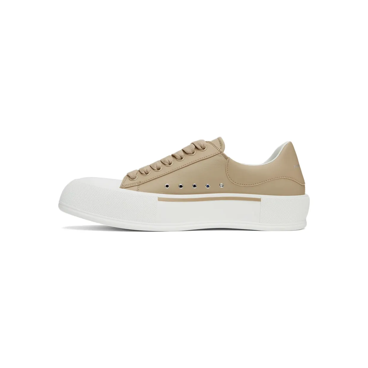 Alexander McQueen Beige Leather Colored Stripe Sneakers (667817WIB63) (3)