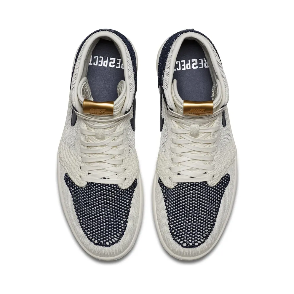 Jordan 1 Retro High Flyknit Derek Jeter RE2PECT Sail/Metallic Gold-Midnight Navy (AH7233-105)