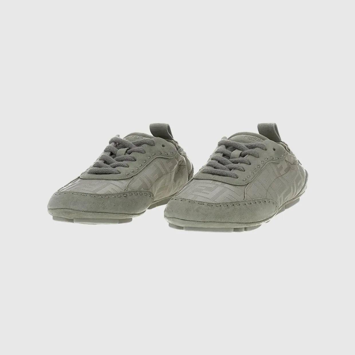 Fendi Fit FF Jacquard Monogram Canvas And Suede Sneakers Grey (7E1842AWCUF1V8N)