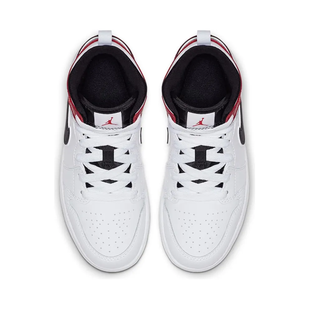 Jordan 1 Mid White Black Gym Red (PS) White/Black-Gym Red (640734-116)