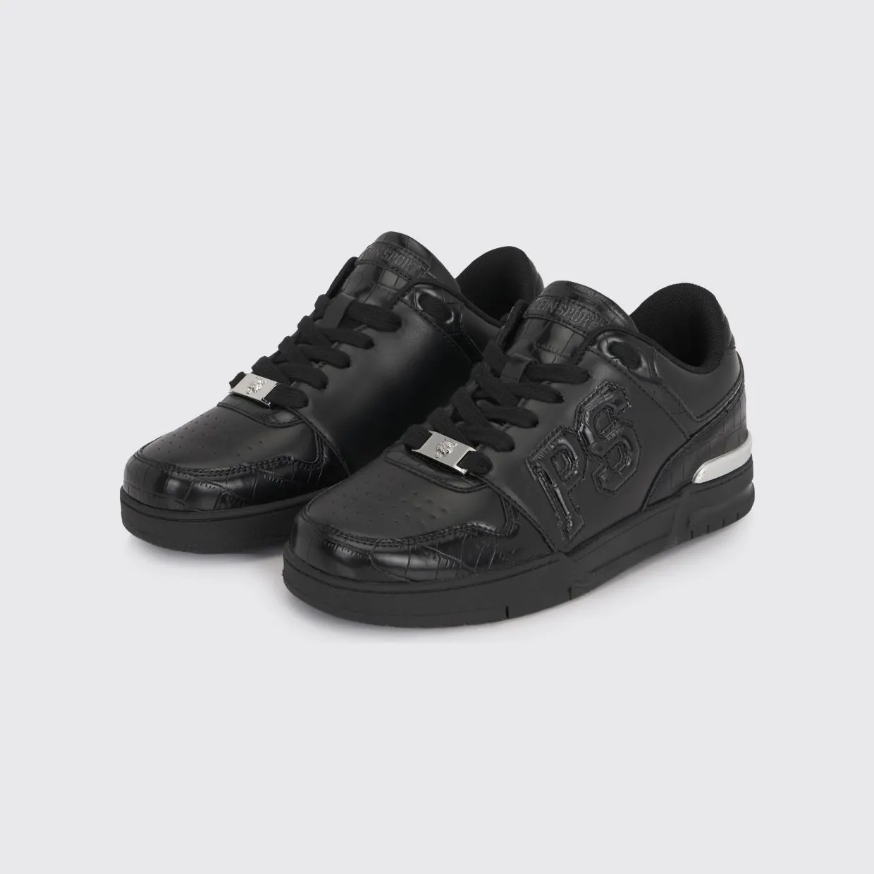 Plein Sport Crocodile Print Leather Sneakers Black (SAFSUSC0934SLE004N0202)