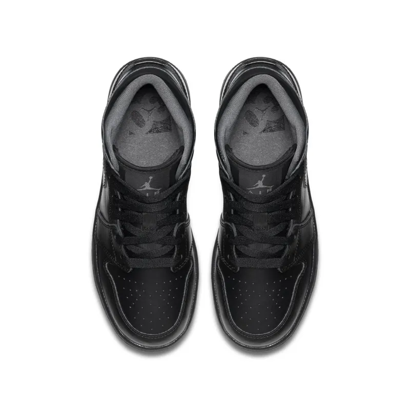 Jordan 1 Mid Black Dark Grey Outsole (GS) Black/Black-Dark Grey (554725-021)