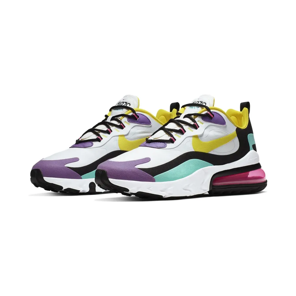 Nike Air Max 270 React Geometric Art White/Black-Bright Violet-Dynamic Yellow (AO4971-101)