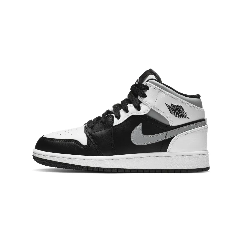 Jordan 1 Mid White Shadow (GS) Black/Medium Grey-White (554725-073)